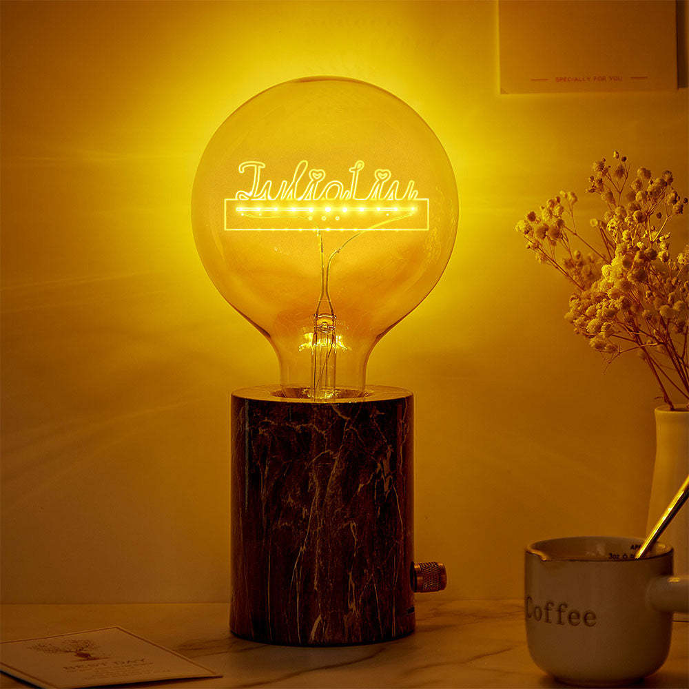Benutzerdefinierte Acryl-namens-led-vintage-edison-filament-modellierungslampe, Weiche Glühbirnen - meinemondlampe
