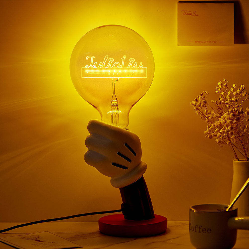 Benutzerdefinierte Acryl-namens-led-vintage-edison-filament-modellierungslampe, Weiche Glühbirnen - meinemondlampe