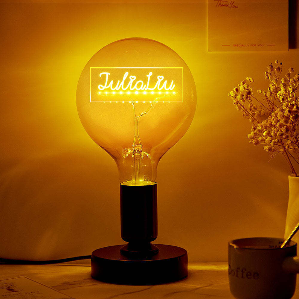 Benutzerdefinierte Led Vintage Edison Personalisierte Acryl Namenslampe Weiche Glühbirnen - meinemondlampe