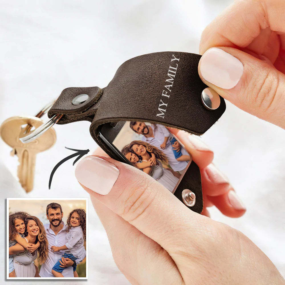 Personalisierter Foto-schlüsselanhänger Benutzerdefinierte Leder-schlüsselanhänger Geschenke Für Papa Für Ehemann - meinemondlampe