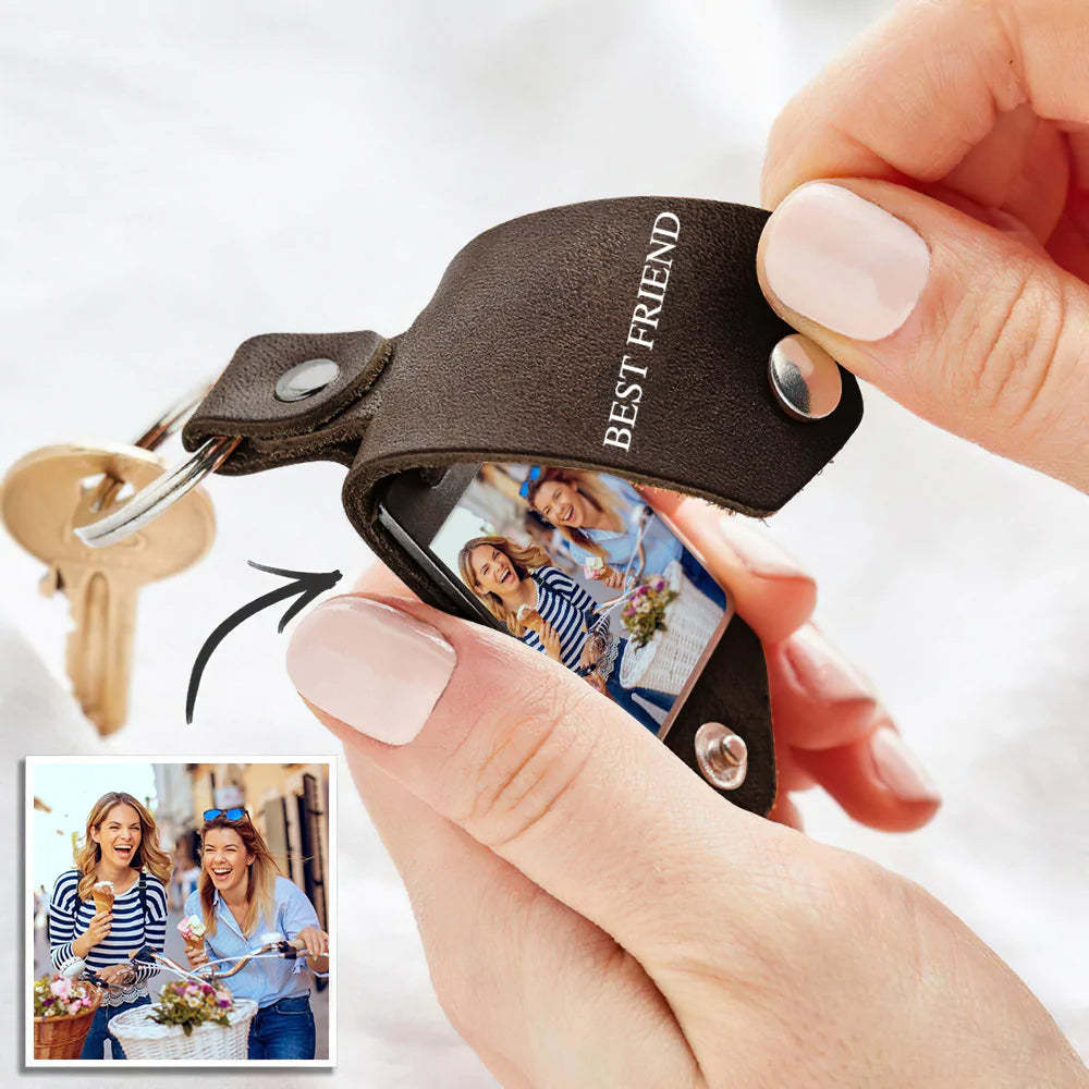 Personalisierter Foto-schlüsselanhänger Benutzerdefinierte Leder-schlüsselanhänger Geschenke Für Papa Für Ehemann - meinemondlampe