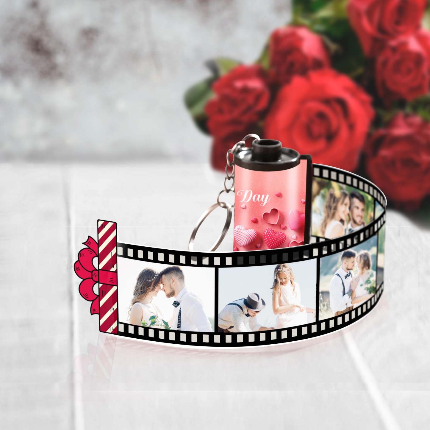 Personalisierter Foto-filmrollen-schlüsselanhänger, Geschenkbox, Dekoration, Kamera-schlüsselanhänger, Valentinstagsgeschenke Für Paare - meinemondlampe