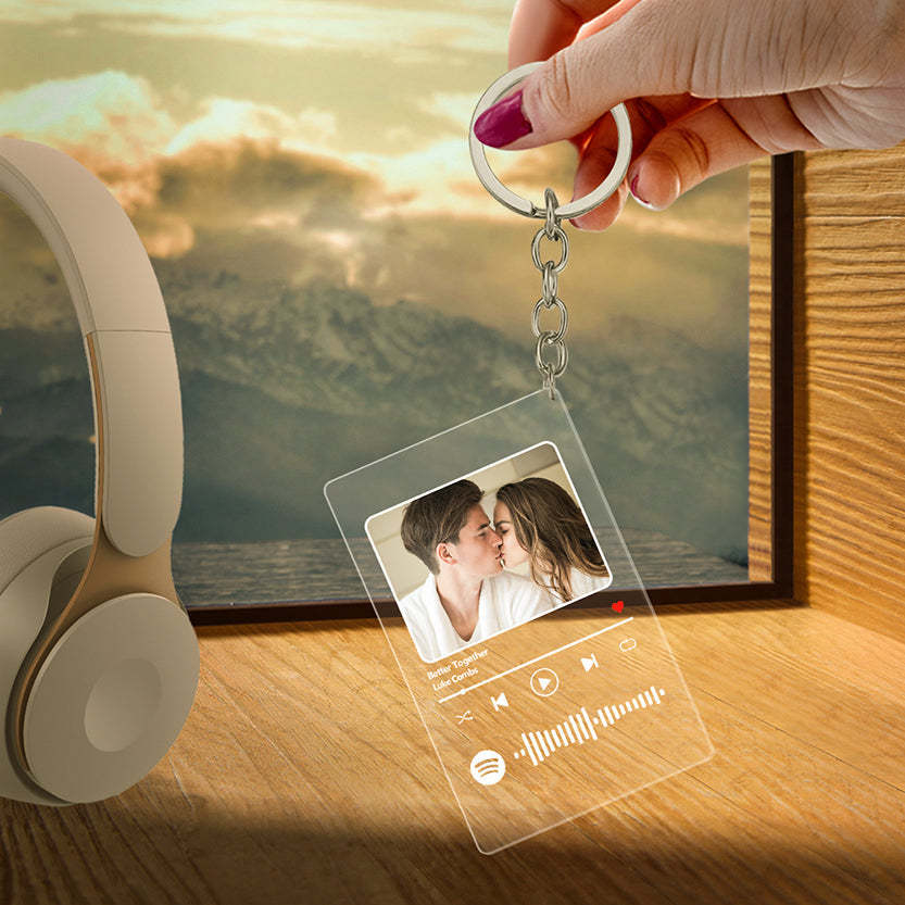 Spotify Plaque Custom With Song And Photo Acrylic Music Night Light, Plaque and Keychain - meinemondlampe