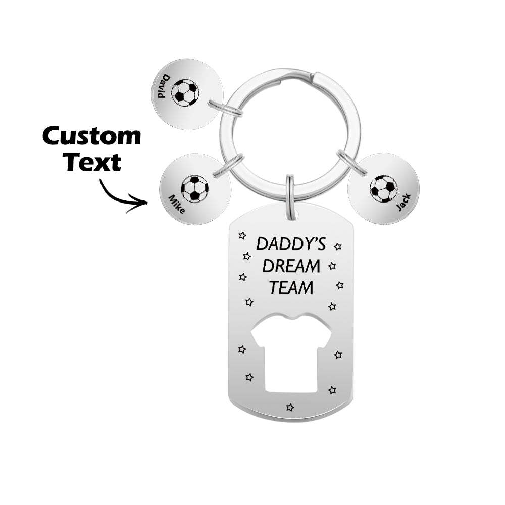 Personalisierter Gravierter Fußball-daddy-dream-team-schlüsselanhänger Mit Kindernamen-schlüsselring-vatertagsgeschenken - meinemondlampe