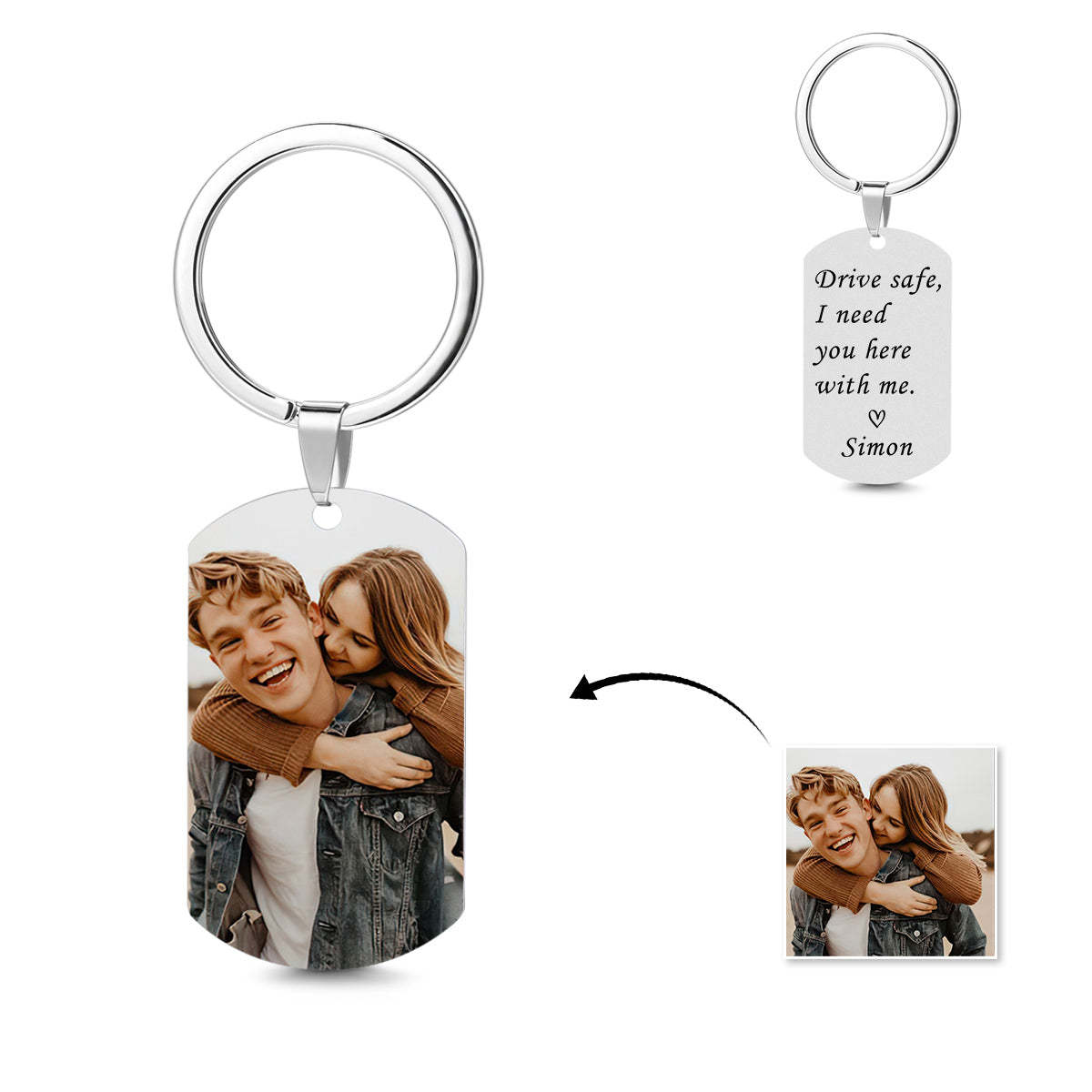 Personalisierter Schlüsselanhänger Foto Schlüsselanhänger Tag Drive Safe I Need You Here With Me Geschenk Für Ihn - meinemondlampe