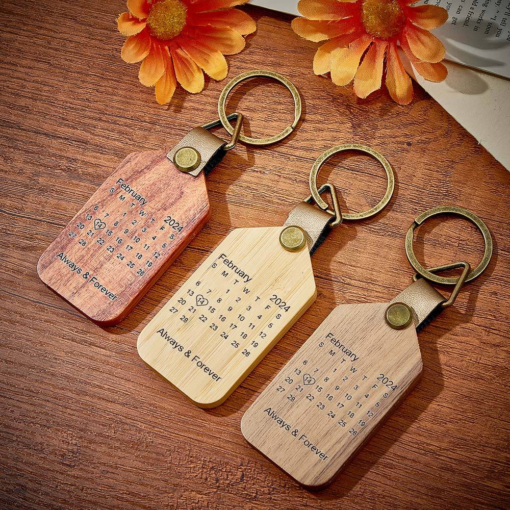 Personalisierter Kalender-foto-schlüsselanhänger, Magnetischer Gravierter Schlüsselanhänger, Valentinstagsgeschenke Für Ihn - meinemondlampe