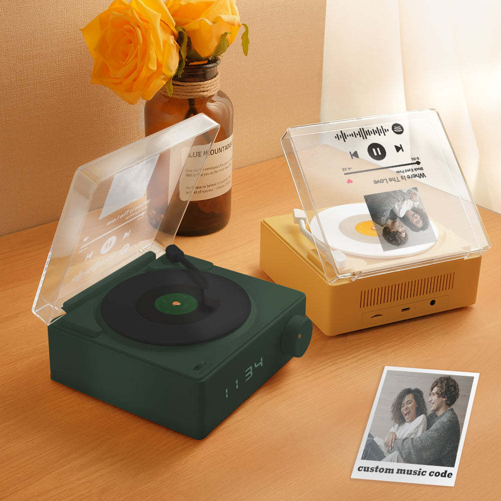 Personalized Photo Spotify Code Bluetooth Speaker Retro Alarm Clock For Music Lovers - meinemondlampe