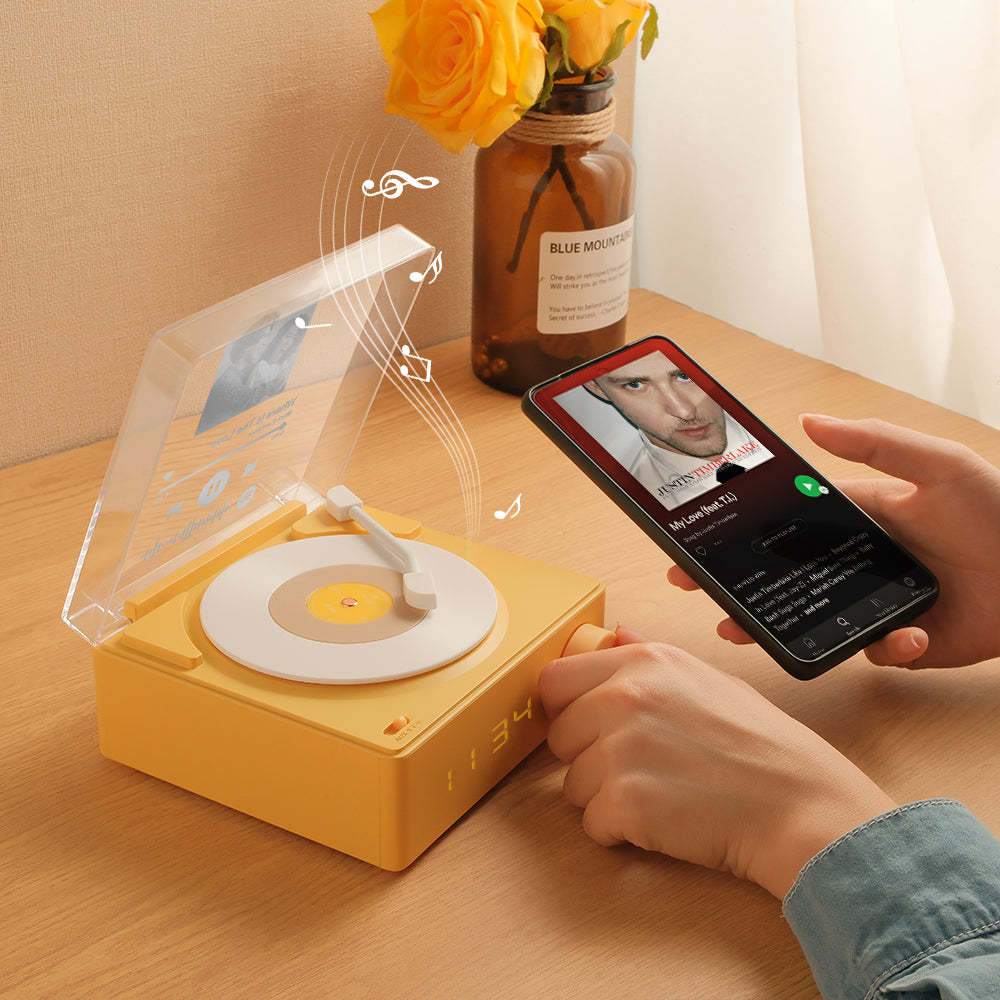 Personalized Photo Spotify Code Bluetooth Speaker Retro Alarm Clock For Music Lovers - meinemondlampe