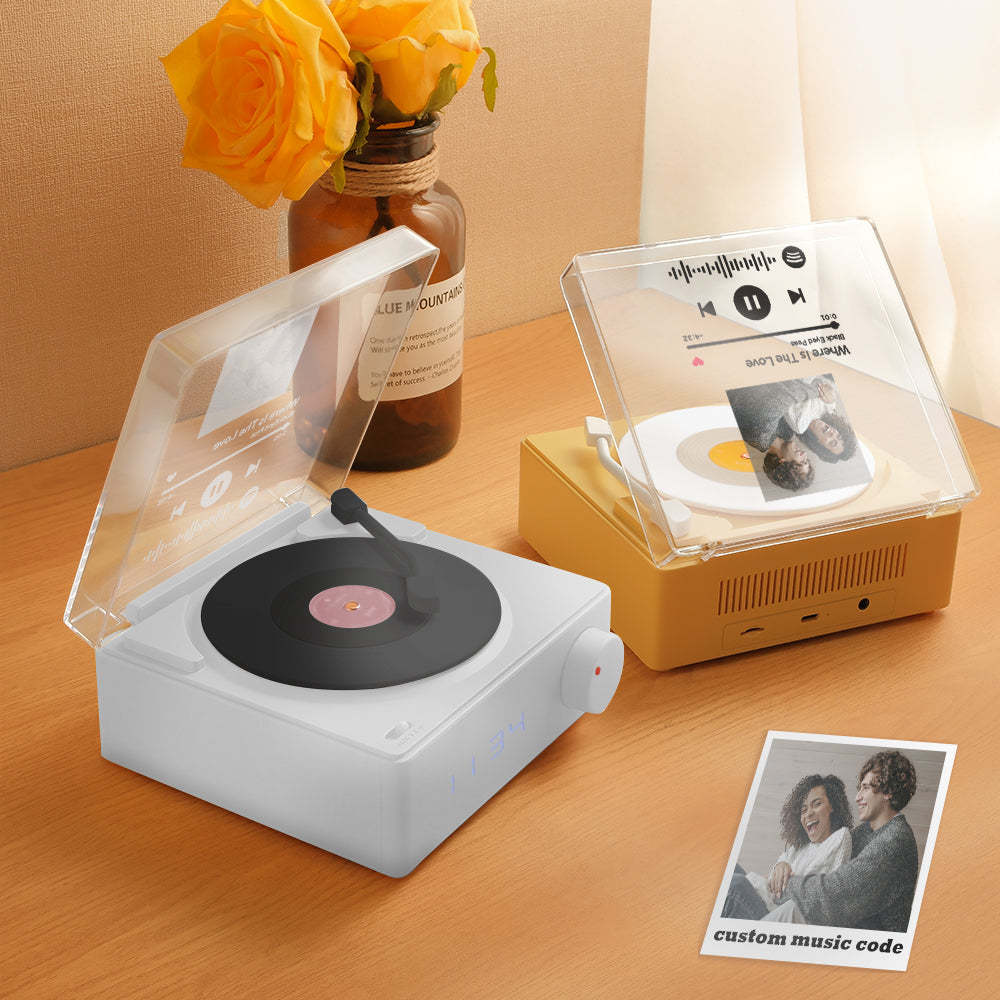 Personalized Photo Spotify Code Bluetooth Speaker Retro Alarm Clock For Music Lovers - meinemondlampe