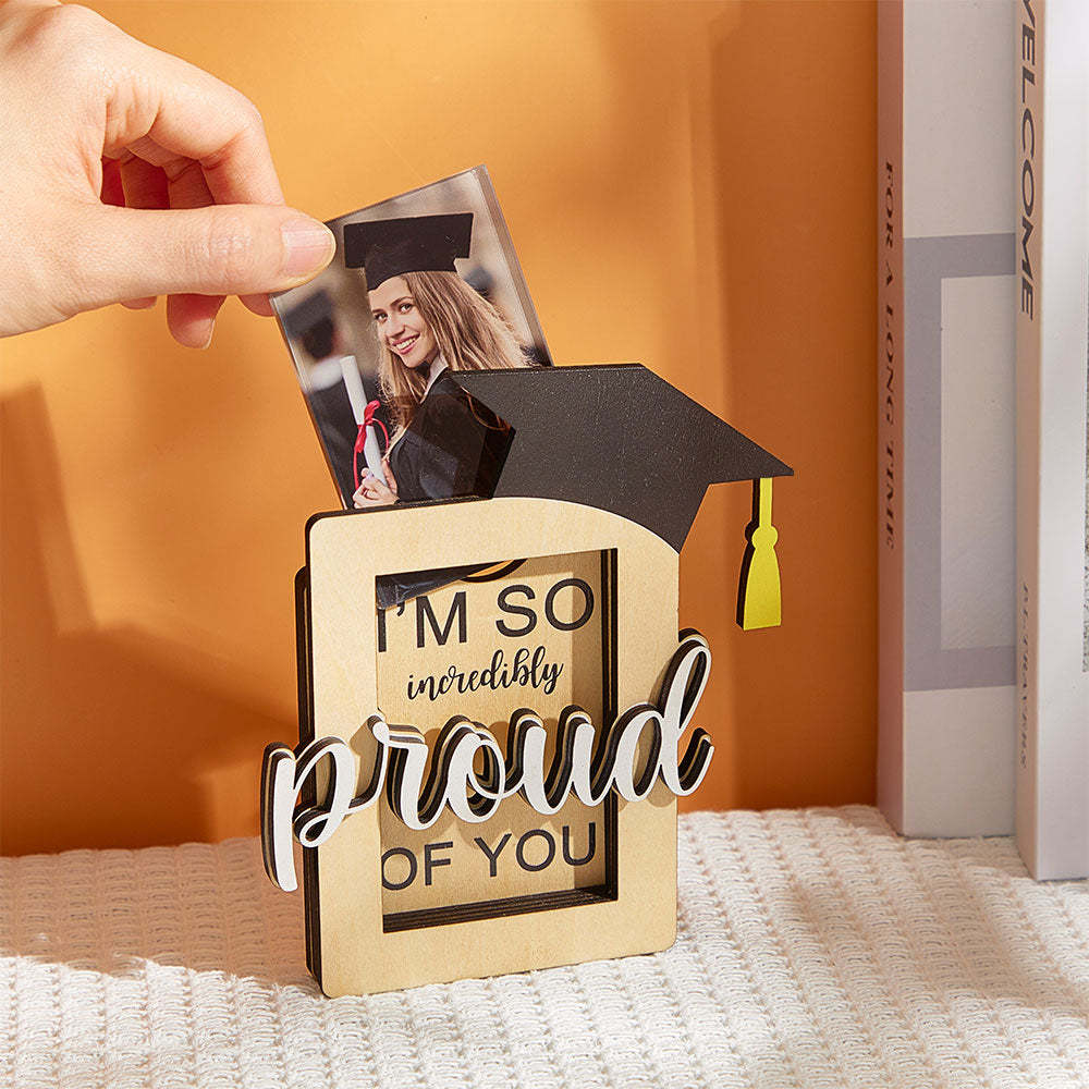 Custom Graduate Photo Card Holder Personalized Wooden Acrylic Picture Commemorative Graduation Gift - meinemondlampe