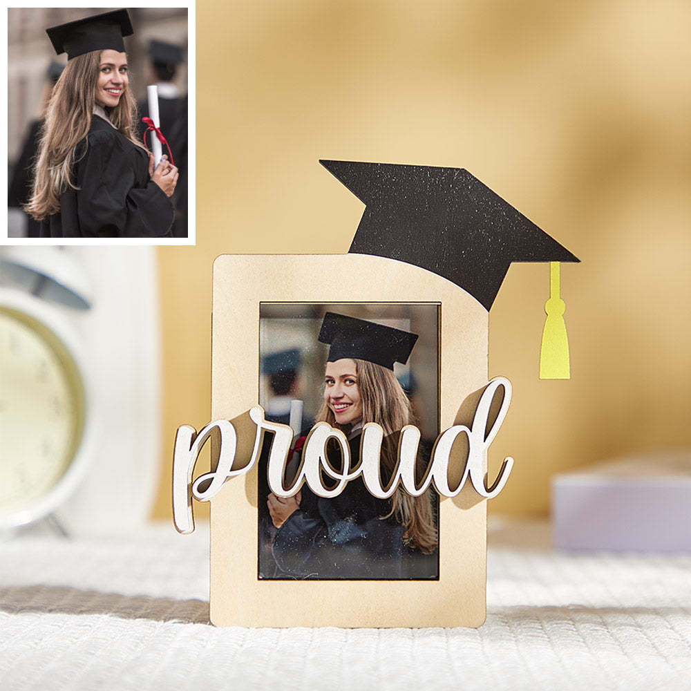 Custom Graduate Photo Card Holder Personalized Wooden Acrylic Picture Commemorative Graduation Gift - meinemondlampe