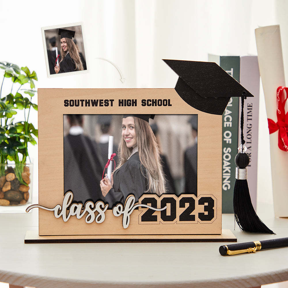 Custom Graduate Photo Frame Personalized Class School Wooden Frame Graduation Gift - meinemondlampe
