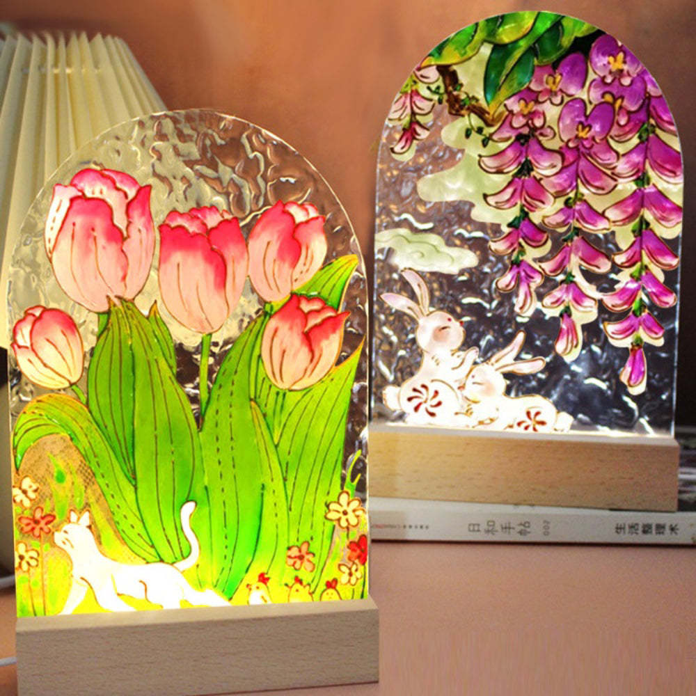 Diy Malerei Nachtlicht Set Wasser Welle Transparent Acryl Zeichenbrett Lampe - meinemondlampe