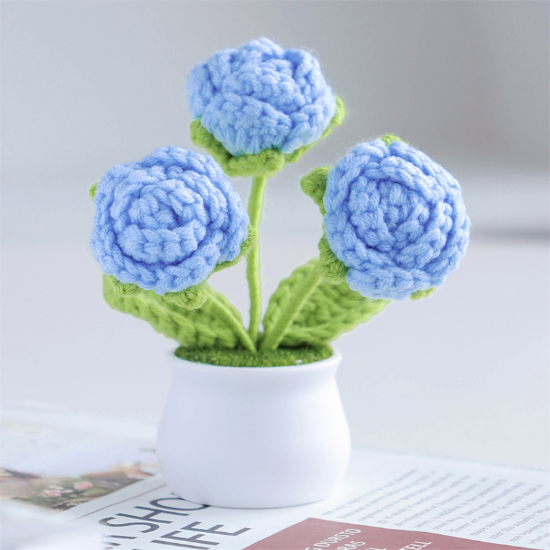 Gestrickte Rosen-topfdekoration Zum Valentinstag – Das Perfekte Geschenk Für Sie - meinemondlampe