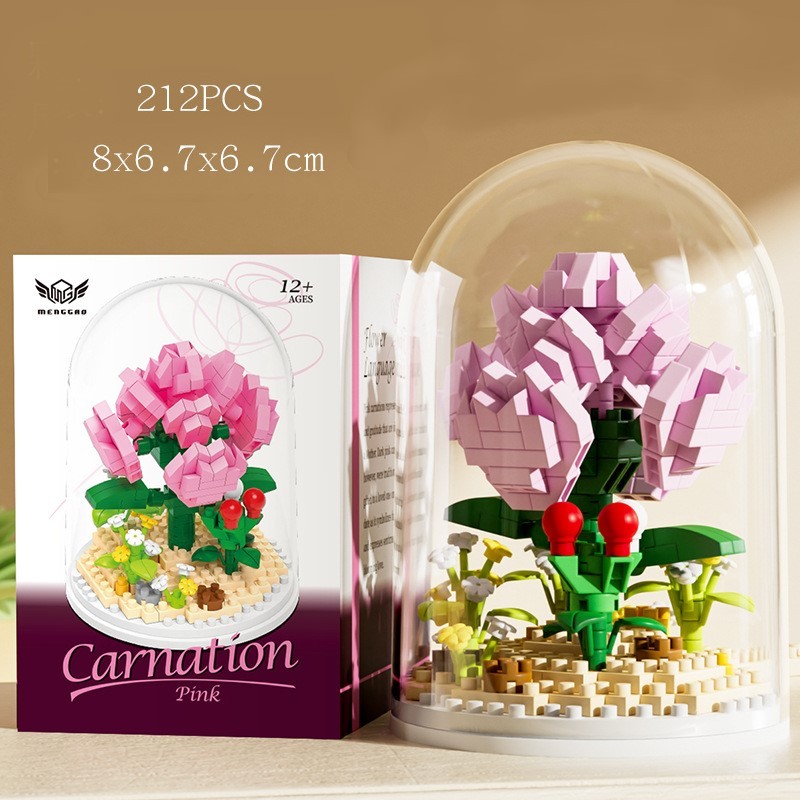 Valentinstag-blumenbausteine, Rosafarbene Blaue Zauberin-bausteine, Ornamente, Valentinstagsgeschenke Für Sie - meinemondlampe