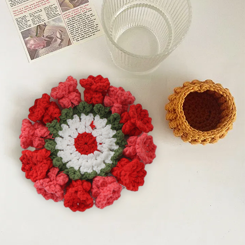 Handgefertigtes, Gehäkeltes Maiglöckchen-untersetzer-set Mit Verwandelbarem Blumendesign, Umweltfreundliche Wohndekoration, Einzigartiges Geschenk Für Mama - meinemondlampe