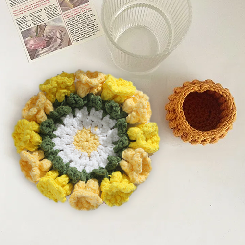 Handgefertigtes, Gehäkeltes Maiglöckchen-untersetzer-set Mit Verwandelbarem Blumendesign, Umweltfreundliche Wohndekoration, Einzigartiges Geschenk Für Mama - meinemondlampe