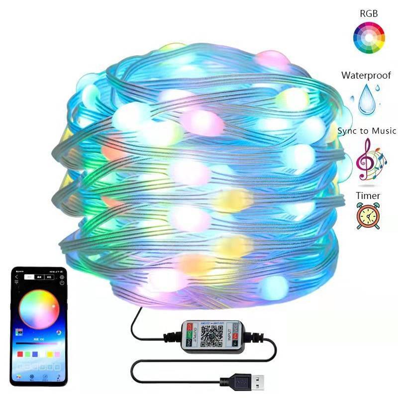Weihnachtsbaum-lichterketten Mit Bluetooth-steuerung, Led-funkeln-lichter Für Party-camping - meinemondlampe