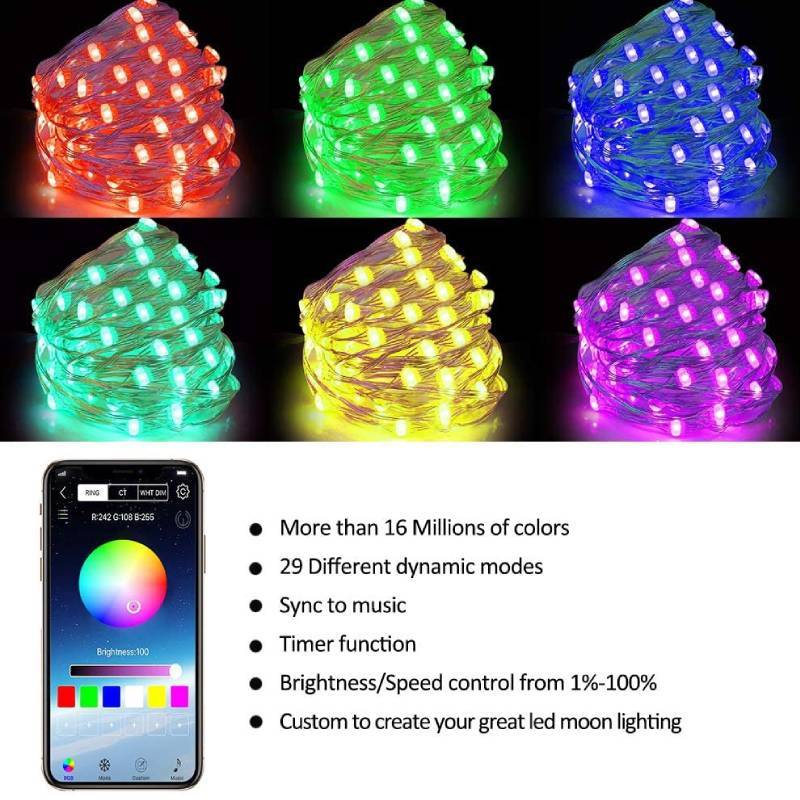 Weihnachtsbaum-lichterketten Mit Bluetooth-steuerung, Led-funkeln-lichter Für Party-camping - meinemondlampe