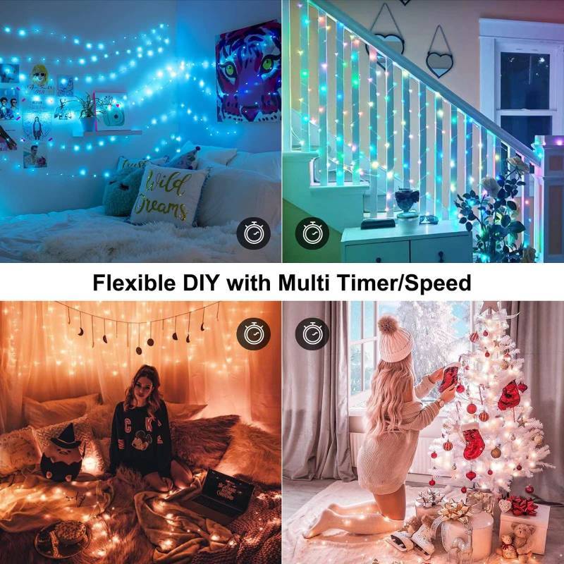Weihnachtsbaum-lichterketten Mit Bluetooth-steuerung, Led-funkeln-lichter Für Party-camping - meinemondlampe