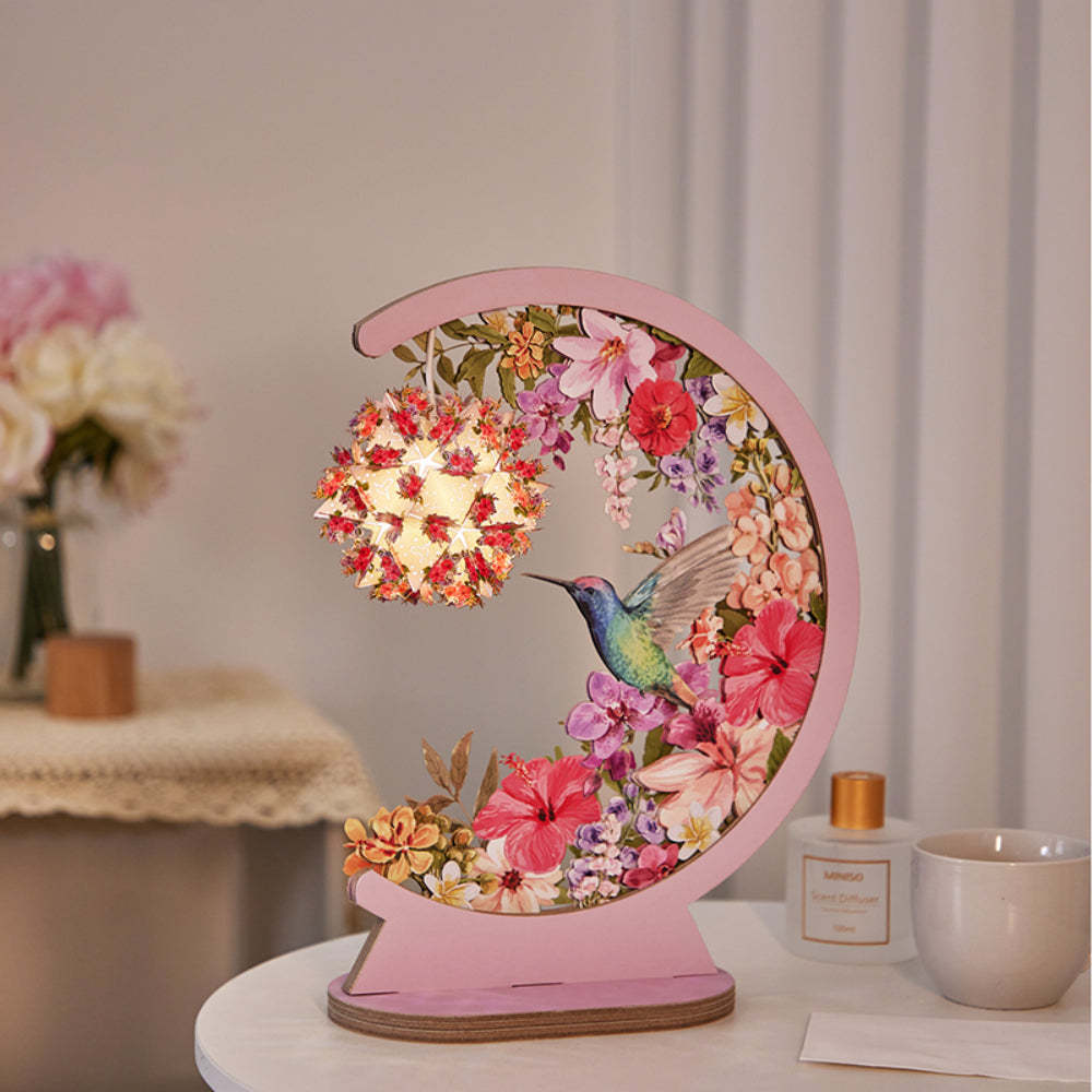Valentinstag 3d-papierschnitzlampe Kolibri 3d-papierschnitznachtlichter - meinemondlampe