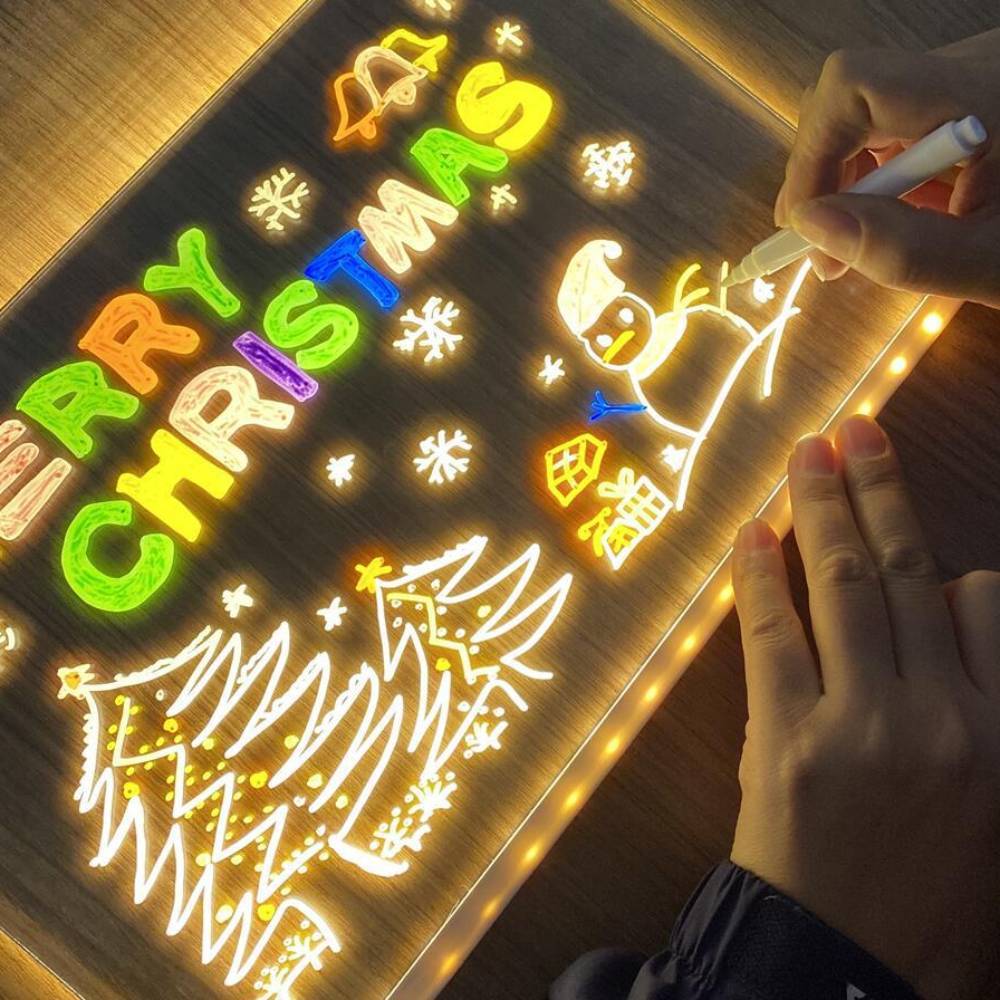 Led-notiztafel Mit Leuchtenden Farben, Acryl-nachrichtenmarkierungstafel Mit Licht, Einzigartiges Geschenk Für Kinder - meinemondlampe
