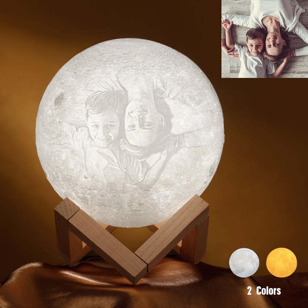Valentinstag Geschenk Kundenspezifischer kreativer 3D-Druck und Gravierte Foto Mondlampe - Berühren zwei Farben