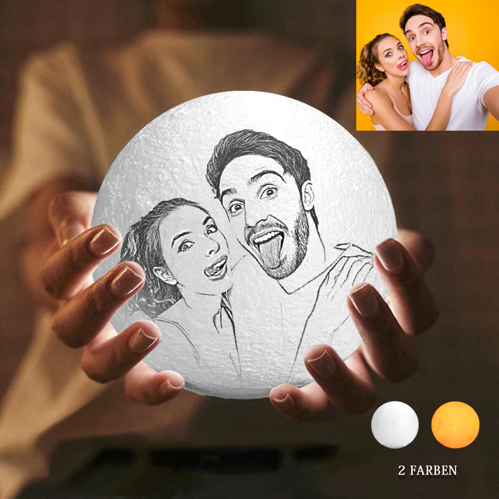 Personalisierte Kreative 3D Drucken Foto Mond Lampe Graviert Lampe, Geschenk Für Liebhaber - Berühren Zwei Farben