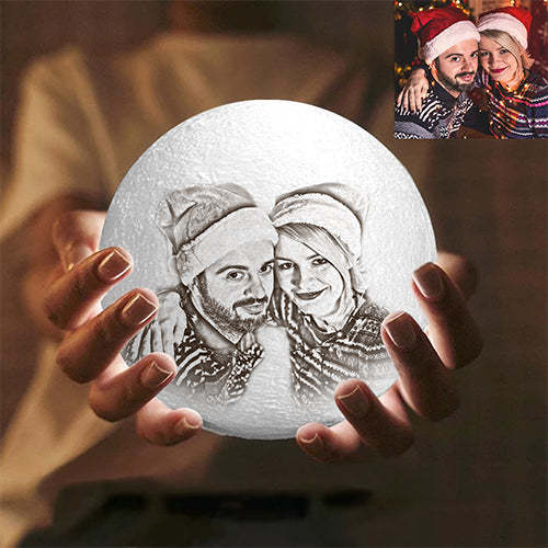 Personalisierter kreativer 3D -Druck und gravierte Mondlampe mit Foto der Familie - Berühren zwei Farben