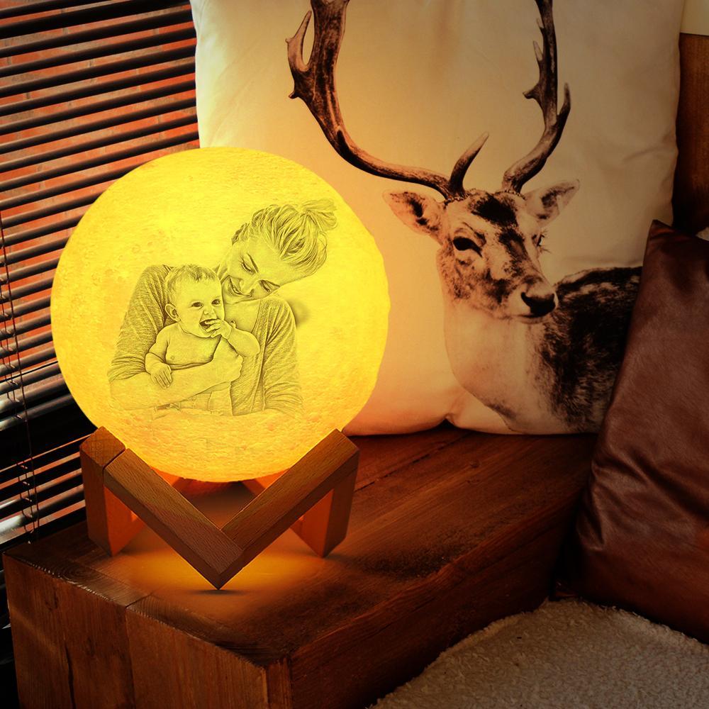 Valentinstag Geschenk Kundenspezifischer kreativer 3D-Druck und Gravierte Foto Mondlampe - Berühren zwei Farben