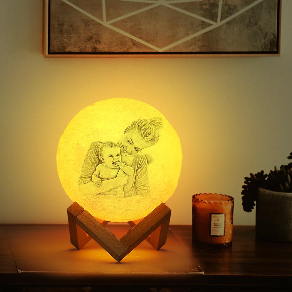 Valentinstag Geschenk Kundenspezifischer kreativer 3D-Druck und Gravierte Foto Mondlampe - Berühren zwei Farben