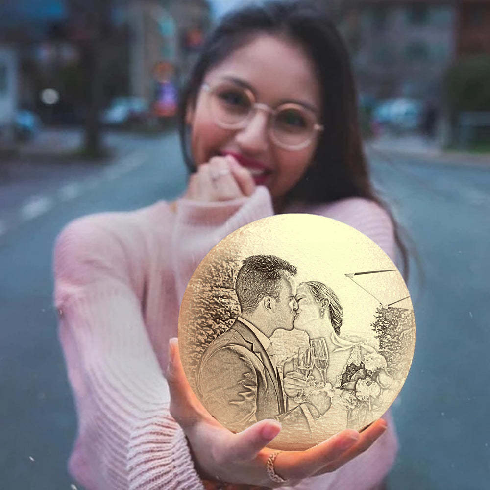 Personalisierte Kreative 3D Drucken Foto Mond Lampe Graviert Lampe, Geschenk Für Liebhaber - Berühren Zwei Farben