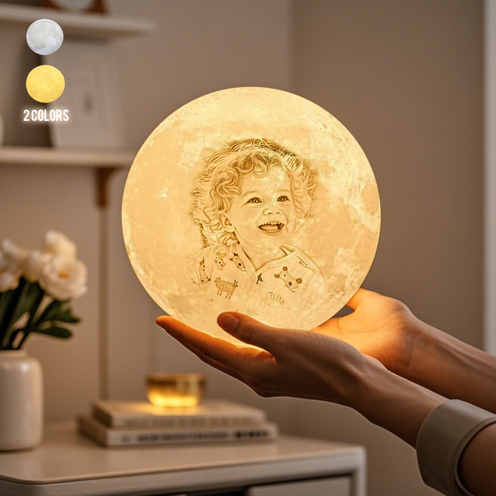 Zweifarbige Magische Mond-erdlampe Mit Textgravur, Mama-fotos-lampe, Muttertagsgeschenk (10–15 Cm)