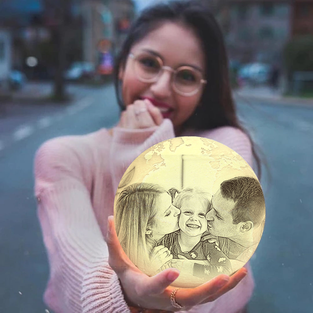 Personalisierte Kreative  3D Print Foto Erde Lampe, Familie Geschenke Gravierte Lampe - Tippen Sie Auf Drei Farben (10-20cm)