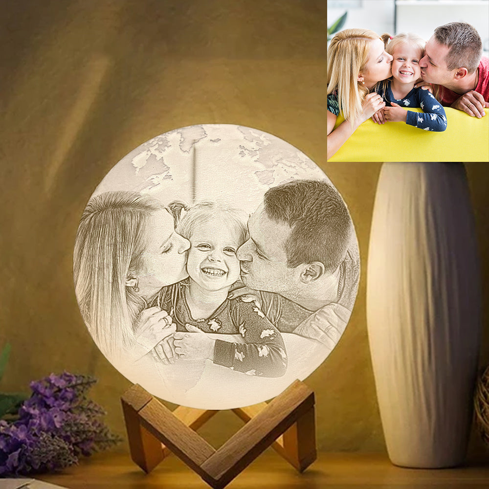 Personalisierte Kreative  3D Print Foto Erde Lampe, Familie Geschenke Gravierte Lampe - Tippen Sie Auf Drei Farben (10-20cm)
