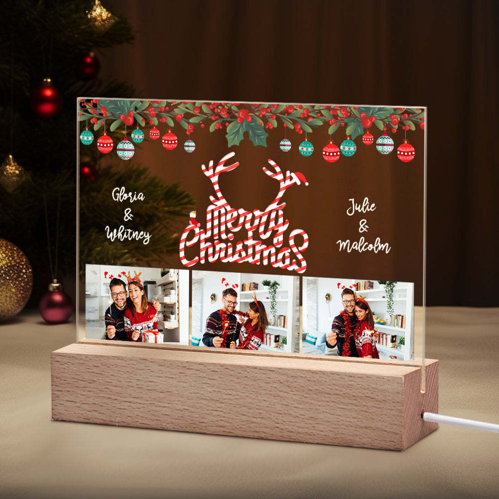 Frohe Weihnachten-lampe, Personalisierter Name, Nachtlicht, Individuelles Foto, Dekorative Kugel, Paar-geschenke - meinemondlampe