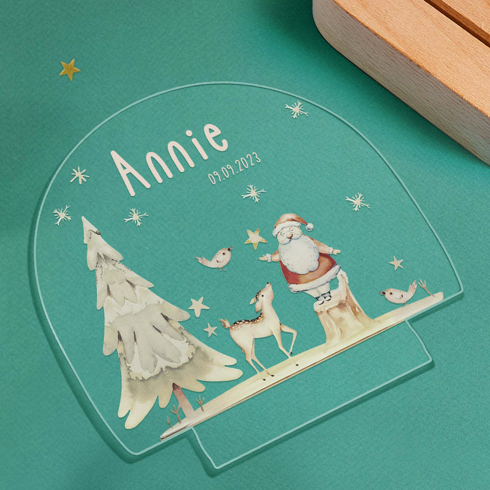 Personalisierter Weihnachtsbaum Mit Individuellem Namen, Weihnachtsmann, Elch, Baby, Nachtlicht, Schlafzimmer, Weihnachtsgeschenk - meinemondlampe