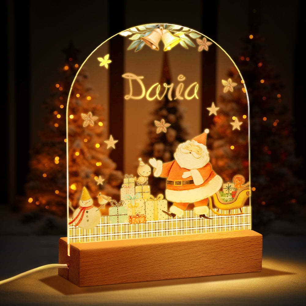 Personalisiertes Nachtlicht Mit Weihnachtsmann-namen, Personalisiertes Baby-nachttisch-schneemann-geschenk, Nachtlicht, Weihnachtsgeschenke - meinemondlampe