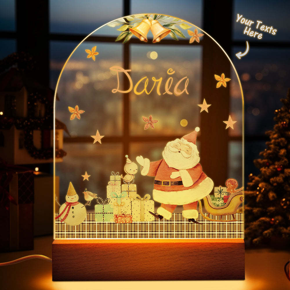 Personalisiertes Nachtlicht Mit Weihnachtsmann-namen, Personalisiertes Baby-nachttisch-schneemann-geschenk, Nachtlicht, Weihnachtsgeschenke - meinemondlampe
