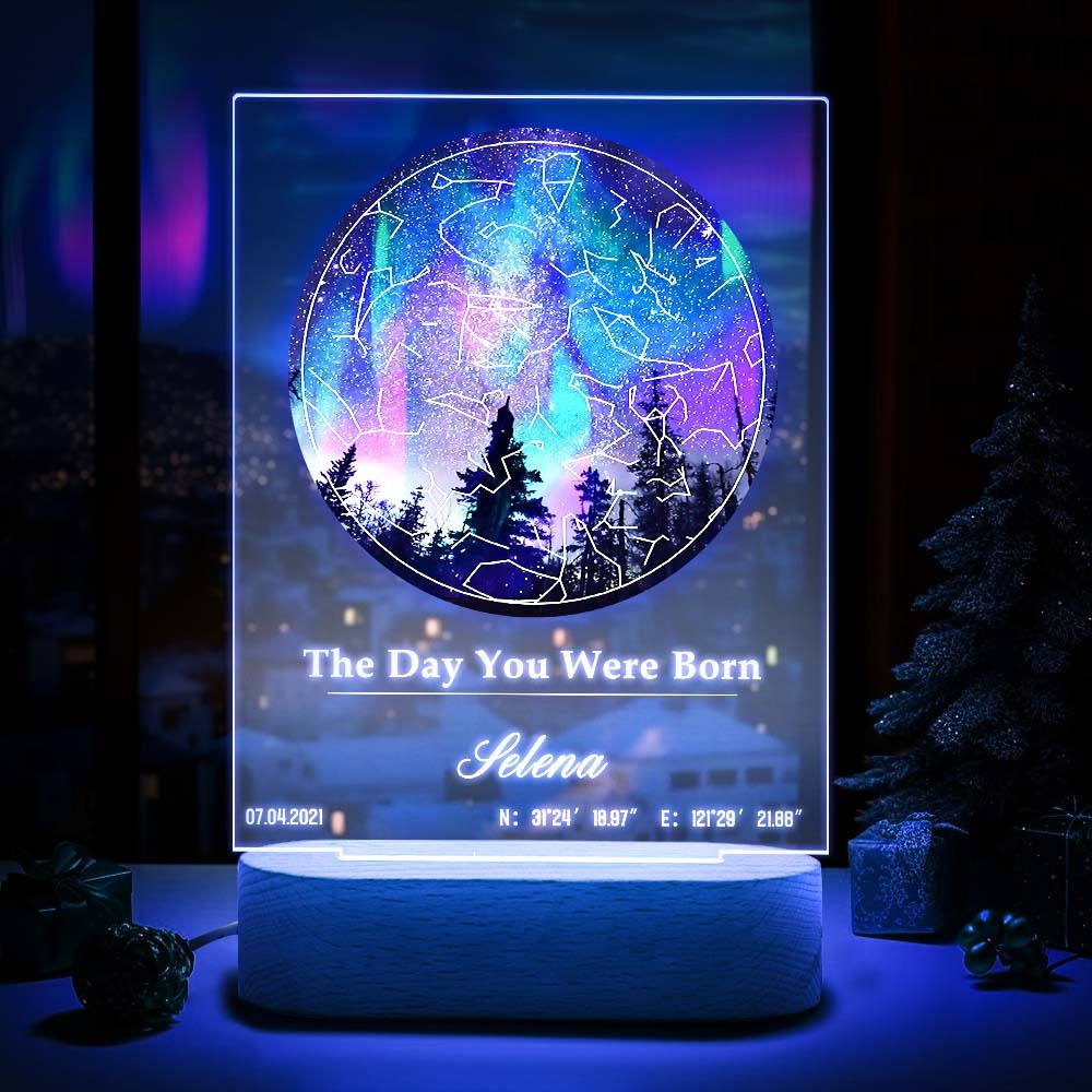 Benutzerdefinierte Sternenkarte Lampe Acryl Buntes Nachtlicht Romantisches Weihnachtsgeschenk - meinemondlampe