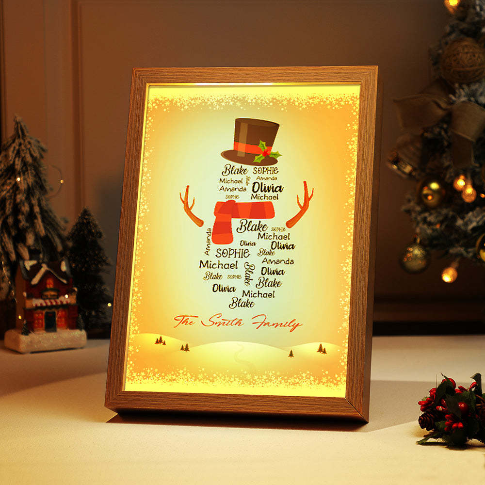 Personalisierte Familiennamenlampe, Individuelles Weihnachts-schneemann-licht, Weihnachtsgeschenk - meinemondlampe