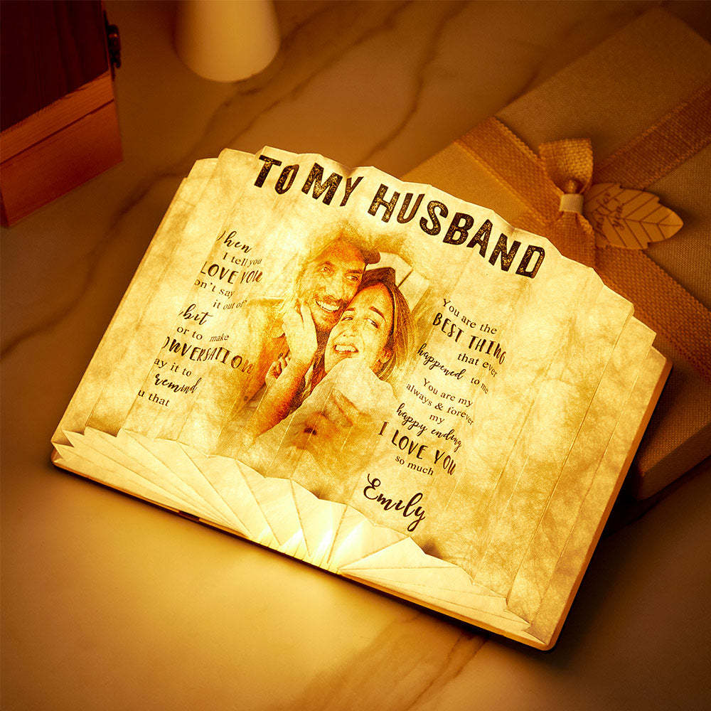 Custom Photo Book Lamp To My Wife Personalized Name Home Decor - meinemondlampe