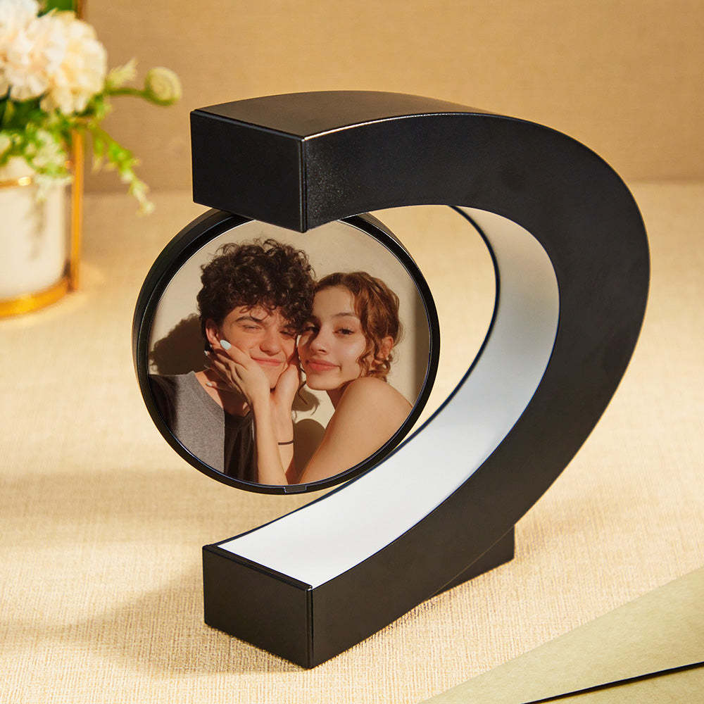 Custom Photo Magnetic Lamp Rotating Picture C-shaped Frame Memorial Gift For Men - meinemondlampe