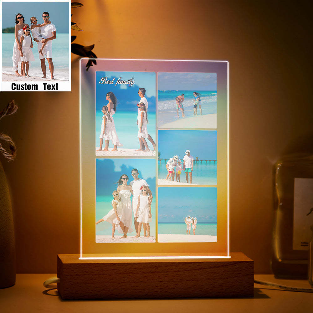 Benutzerdefinierte Multi-foto-transparent-farbverlauf-nachtlicht, Personalisierte Collage-fotolampe, Weihnachtsgeschenk - meinemondlampe