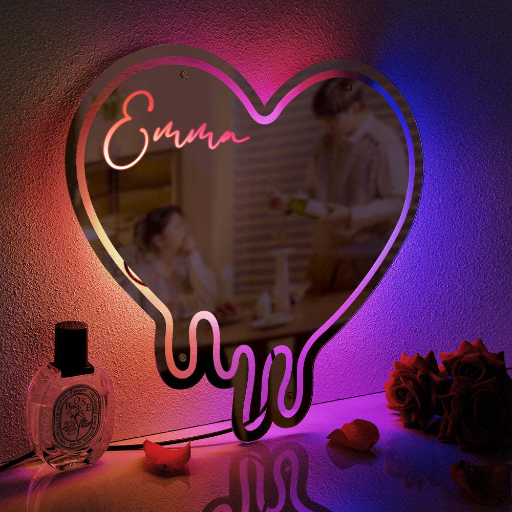 Personalisiertes Namensspiegel-licht-schmelzendes Herz-buntes Geschenk - meinemondlampe