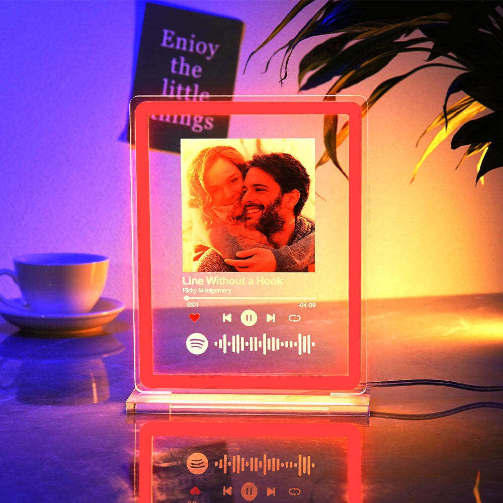 Personalisiertes Foto, Spotify-musik, Nachtlicht, Scannbarer Code, Leuchtreklame, Lampe Für Paare - meinemondlampe