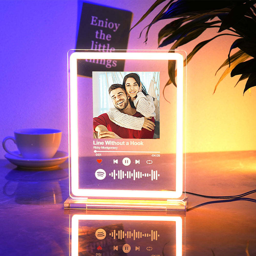 Personalisiertes Foto, Spotify-musik, Nachtlicht, Scannbarer Code, Leuchtreklame, Lampe Für Paare - meinemondlampe