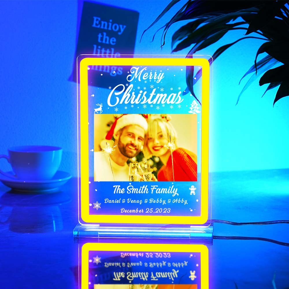 Personalisiertes Foto-nachtlicht Mit Neonschild, Individueller Text, Plakettenlampe, Weihnachtsgeschenke - meinemondlampe