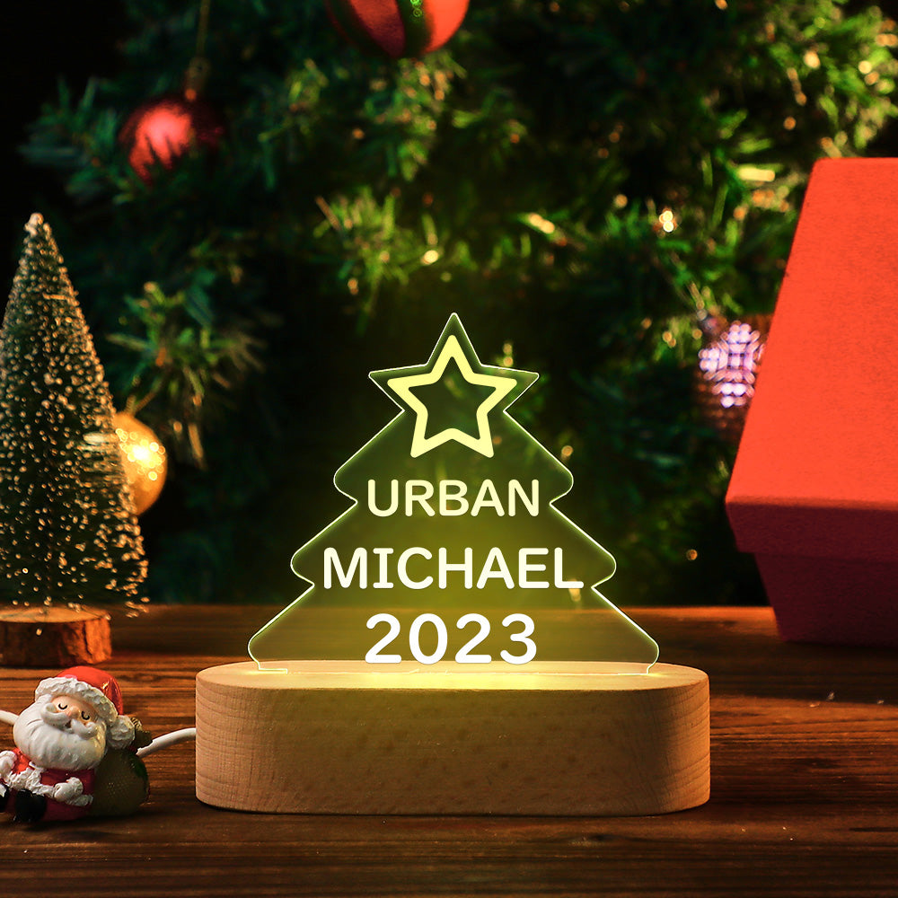 Benutzerdefinierte Familiennamen Weihnachtsbaum Nachtlicht Bunte Acryllampe Weihnachtsgeschenke