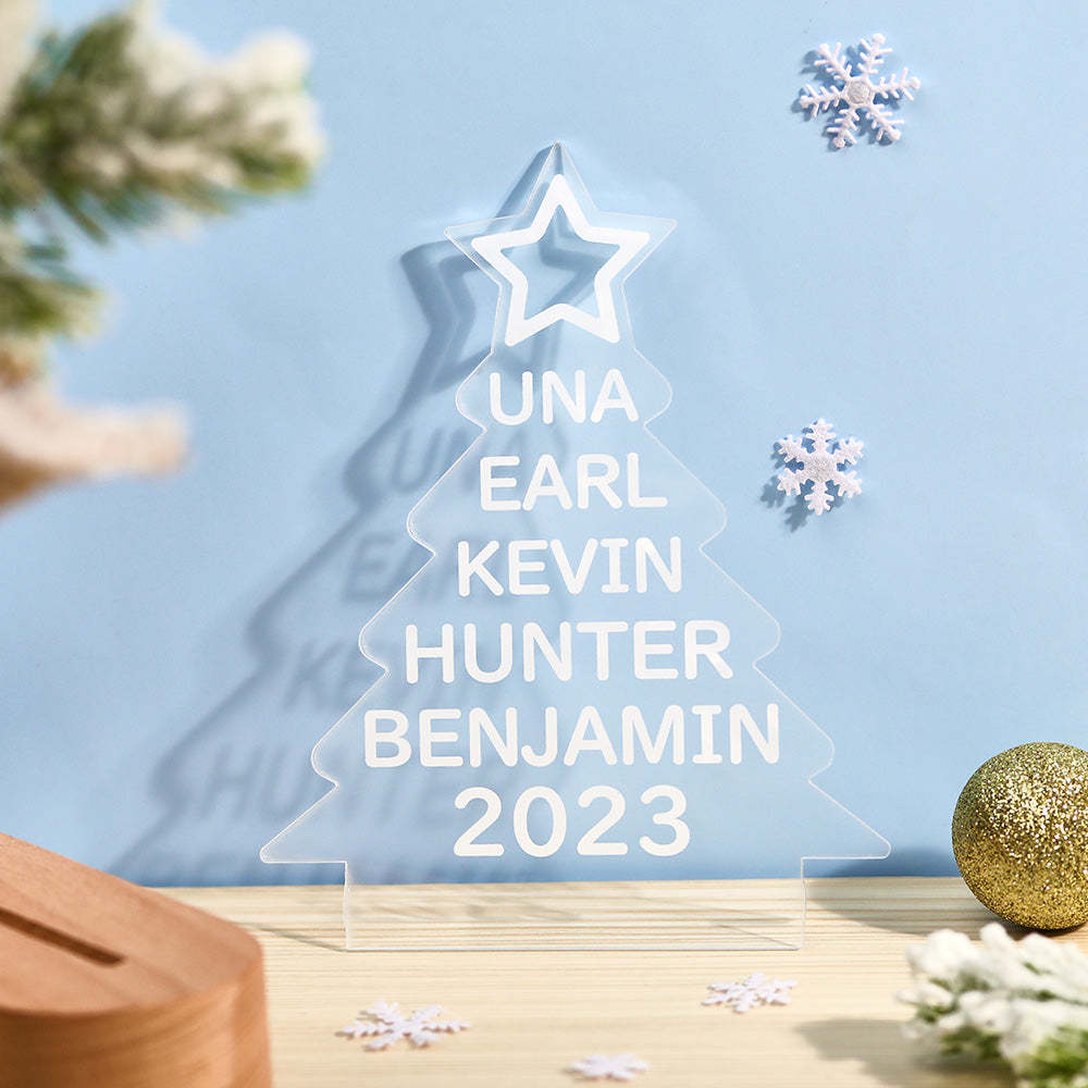 Benutzerdefinierte Familiennamen Weihnachtsbaum Nachtlicht Bunte Acryllampe Weihnachtsgeschenke - meinemondlampe